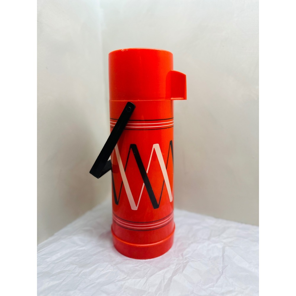 vintage 1970s aladdin vanguard thermos 32oz black & white diamond pattern handle